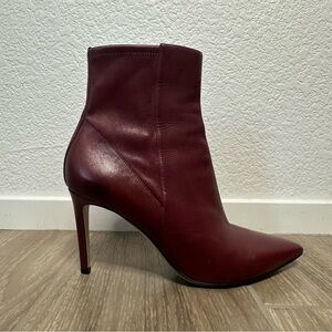 Gianvito Rossi Burgundy Leather Ankle Boots Size 38 Stiletto Booties